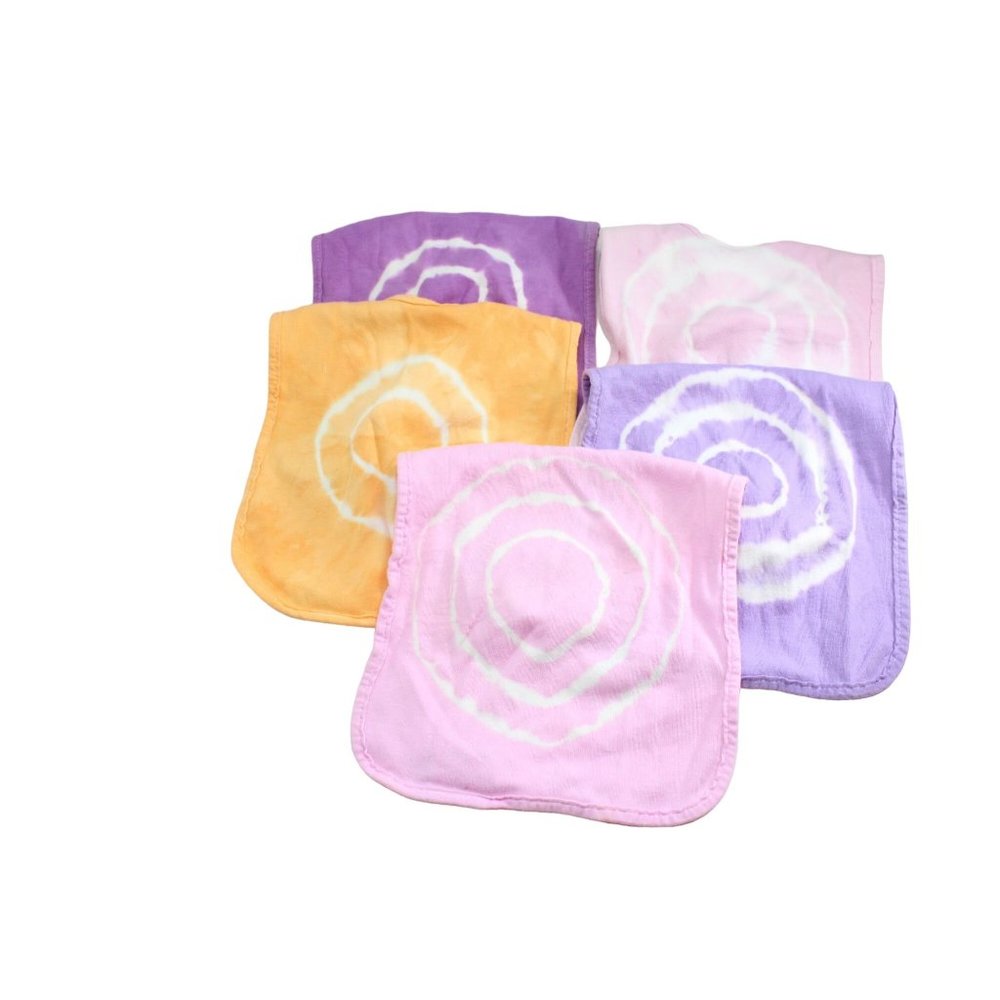 5 Infant Tie Dye Hat Bib Cotton Girl Boy Unisex Pink Purple Orange Baby 77732